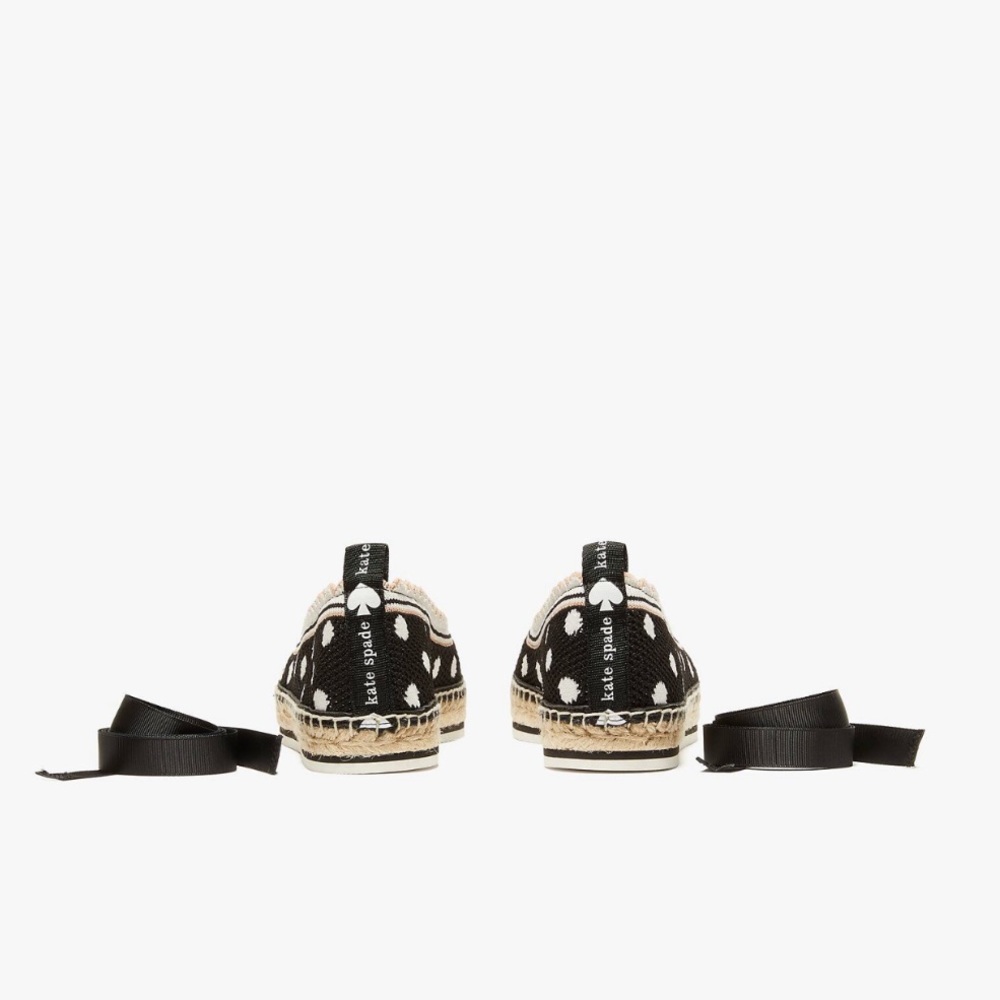 ♠️Kate Spade Knottingham Dots Knit Espadrilles Flats, Black NIB - Picture 7 of 15